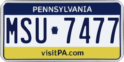 PA license plate MSU7477