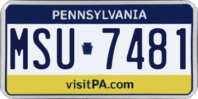 PA license plate MSU7481