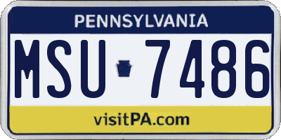 PA license plate MSU7486