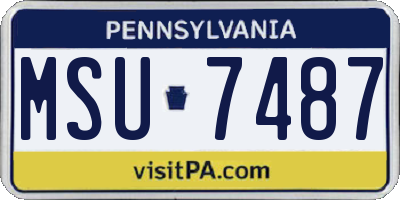 PA license plate MSU7487