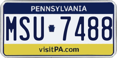 PA license plate MSU7488