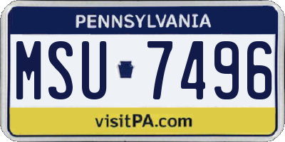 PA license plate MSU7496