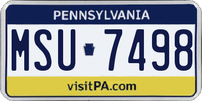 PA license plate MSU7498