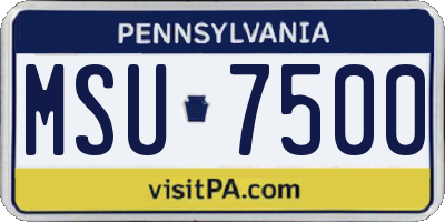 PA license plate MSU7500