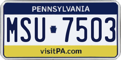 PA license plate MSU7503