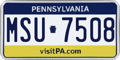 PA license plate MSU7508