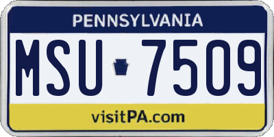 PA license plate MSU7509