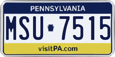 PA license plate MSU7515