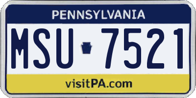 PA license plate MSU7521