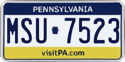 PA license plate MSU7523