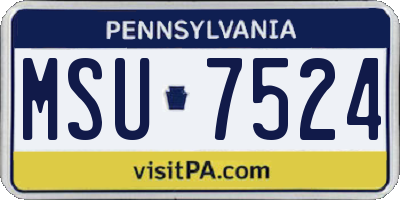 PA license plate MSU7524