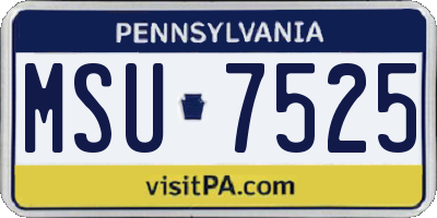 PA license plate MSU7525