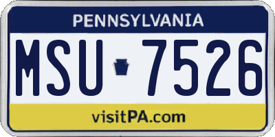 PA license plate MSU7526