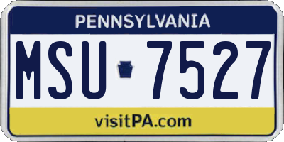 PA license plate MSU7527