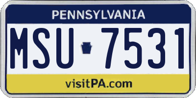 PA license plate MSU7531