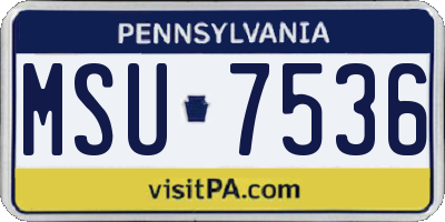 PA license plate MSU7536