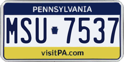 PA license plate MSU7537