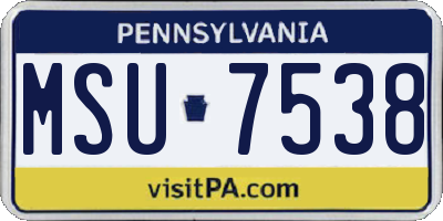 PA license plate MSU7538