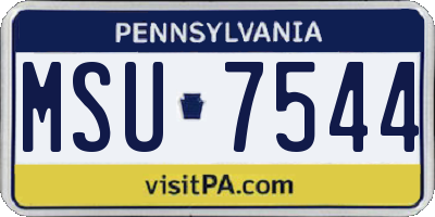 PA license plate MSU7544