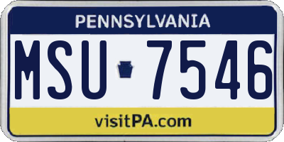 PA license plate MSU7546