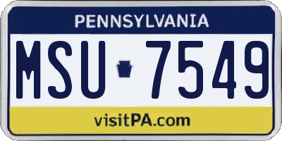 PA license plate MSU7549