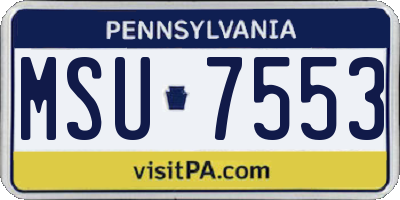 PA license plate MSU7553