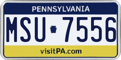 PA license plate MSU7556