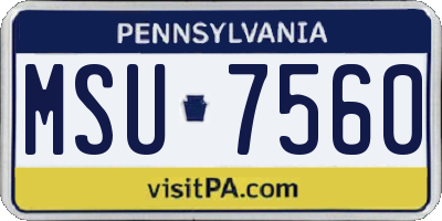 PA license plate MSU7560
