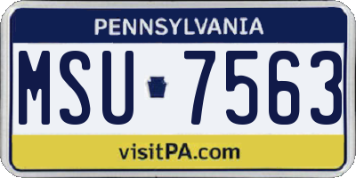 PA license plate MSU7563