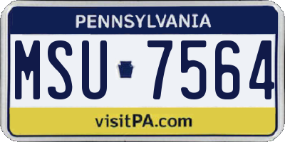 PA license plate MSU7564