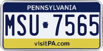 PA license plate MSU7565