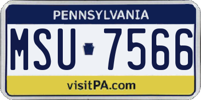 PA license plate MSU7566