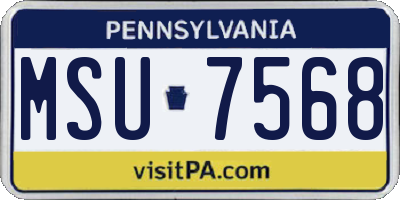 PA license plate MSU7568