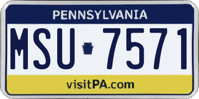 PA license plate MSU7571