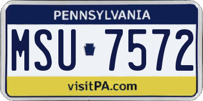 PA license plate MSU7572