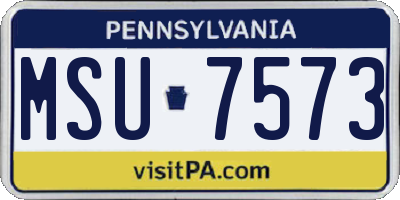 PA license plate MSU7573