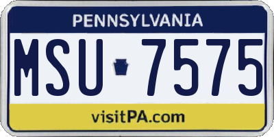 PA license plate MSU7575