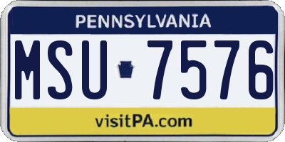 PA license plate MSU7576