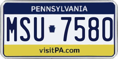 PA license plate MSU7580