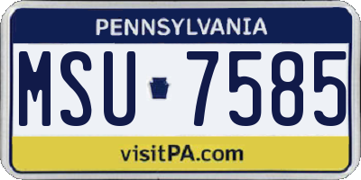 PA license plate MSU7585