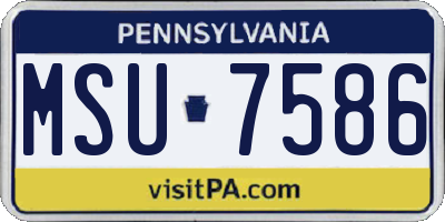 PA license plate MSU7586