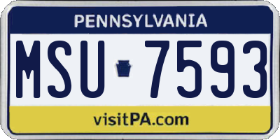 PA license plate MSU7593