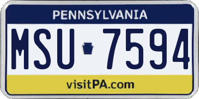 PA license plate MSU7594