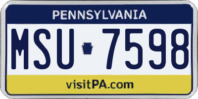 PA license plate MSU7598