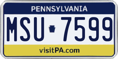 PA license plate MSU7599