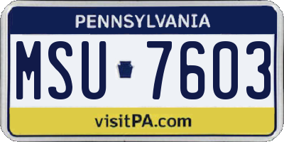 PA license plate MSU7603