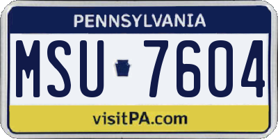PA license plate MSU7604