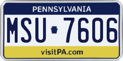 PA license plate MSU7606