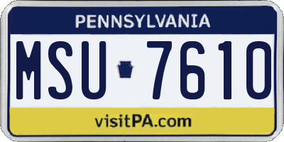PA license plate MSU7610