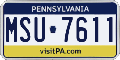 PA license plate MSU7611